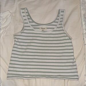 MADEWELL Green and White Striped Tank Top
